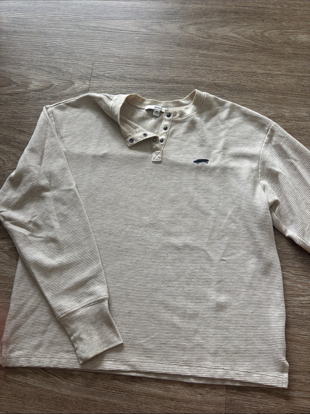 Vans Cream Waffle Henley with Skateboard Embroidery